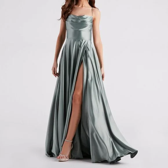 Windsor | Dresses | Elaina Formal Satin Cowl Aline Dress | Poshmark Windsor | Dresses | Elaina Formal Satin Cowl Aline Dress | Poshmark